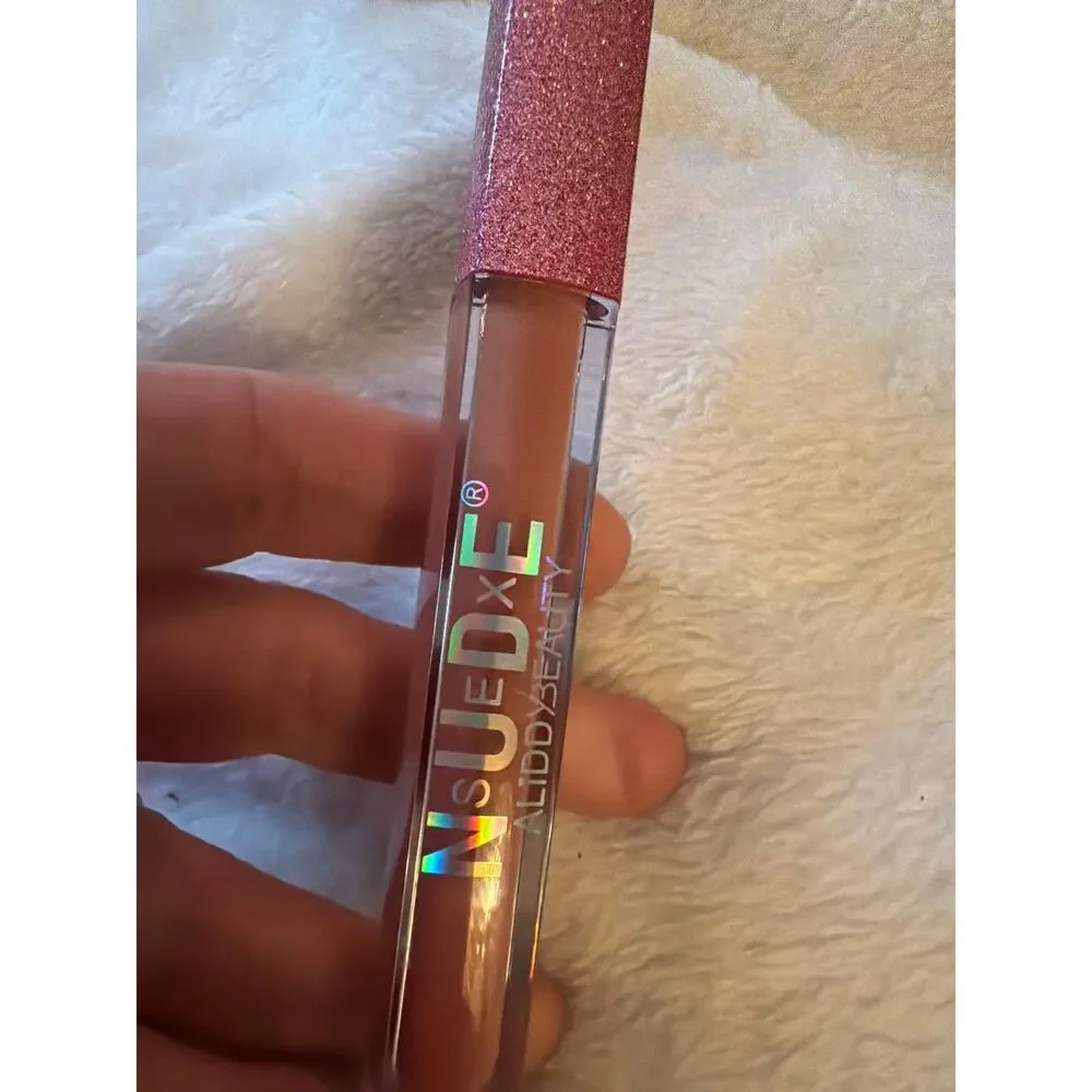 Aliddy Beauty NSUEDXE Nude Liquid Lipstick Lip Gloss Rose Gold Glitter Cap